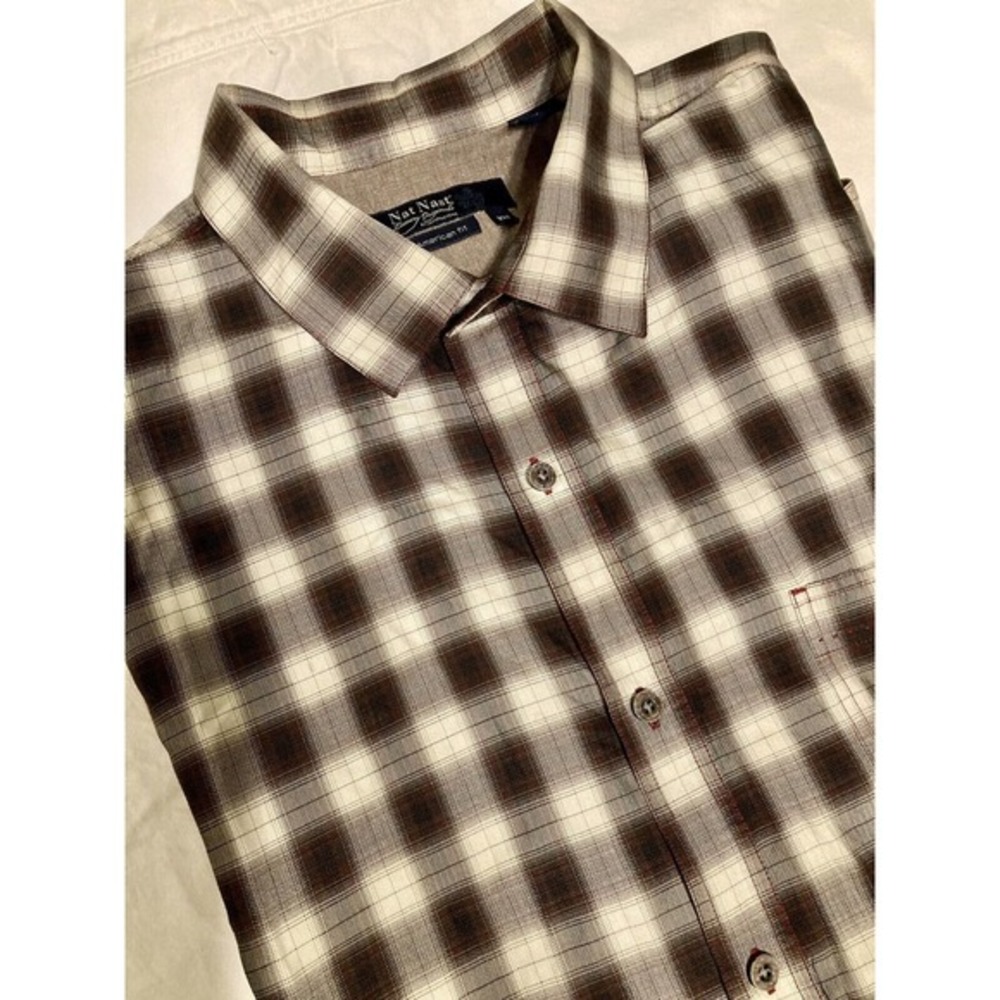 Luxury Nat Nast Silk Blend Short Sleeve Button Shirt Men's XXL Brown &‎ Beige